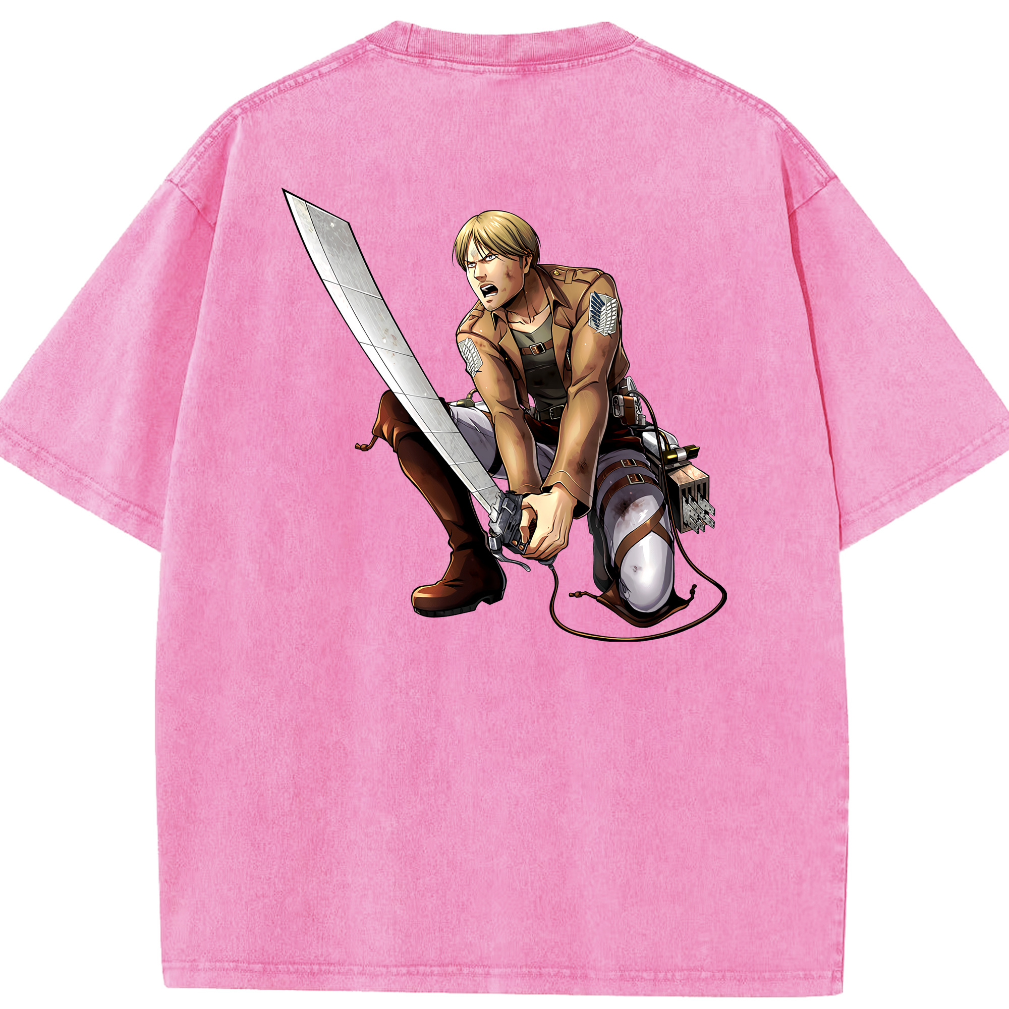 （画像用） 進撃の巨人 ミケ·ザカリアス Attack on Titan Mike Zakarius 綿100% ヴィンテージ風 半袖Tシャツ（背面プリント）